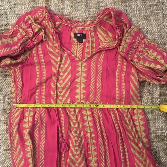 Maeve By Anthropologie Dominique Tunic Dress Pink Yellow Bright Small Petite - Picture 11 of 12